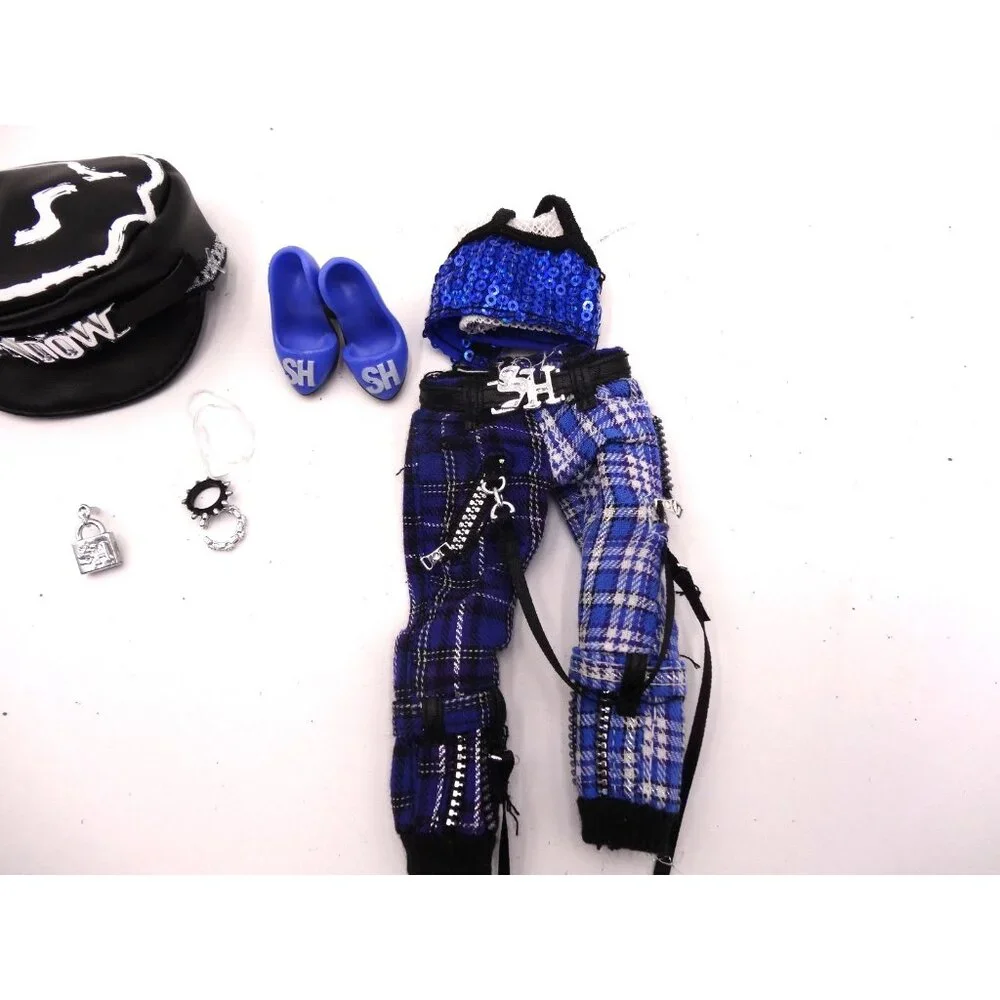 Rainbow Vision Shadow‎ High UMA VANHOOSE Punk NEON Blue PLAID clothes hat Shoes